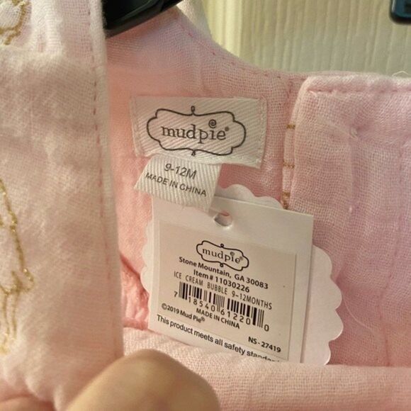 Mud Pie Baby Girls My First Birthday Ice Cream Romper Bib Size 9-12 Months NWT - Picture 5 of 6